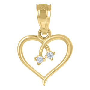 10kt 10k Yellow Gold Cubic-Zirconia Womens Heart Charm Pendant
